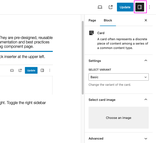 Screenshot of WordPress page editor right sidebar options.